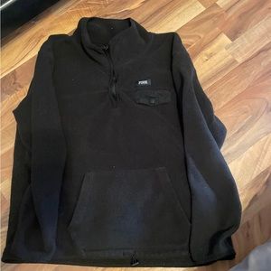 PINK, Fleece with Chest Pocket, Black, Size Large